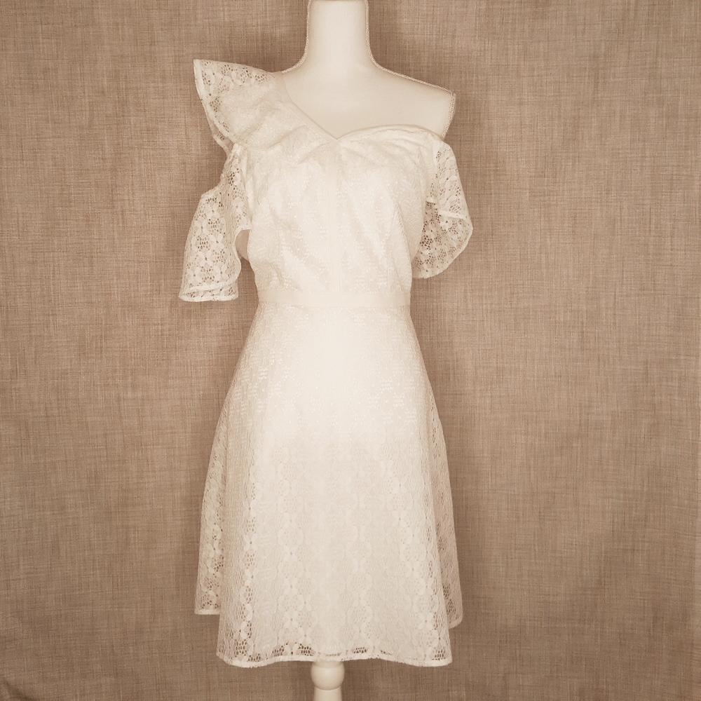 GUESS Off Shoulder White Lace Dress, NWT